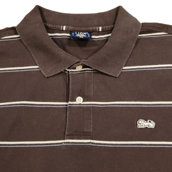 Lion Brand Brown Striped Polo Shirt - Picture 2 of 8
